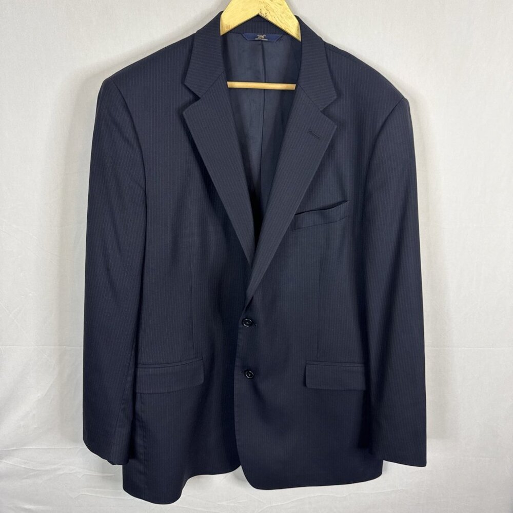Brooks Brothers 346 Regent Fit Navy Pinstripe Blazer 46L Tall Sports Coat